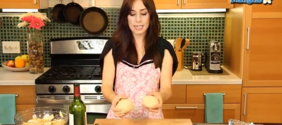 Divide the dough for apple pie on 2 parts.